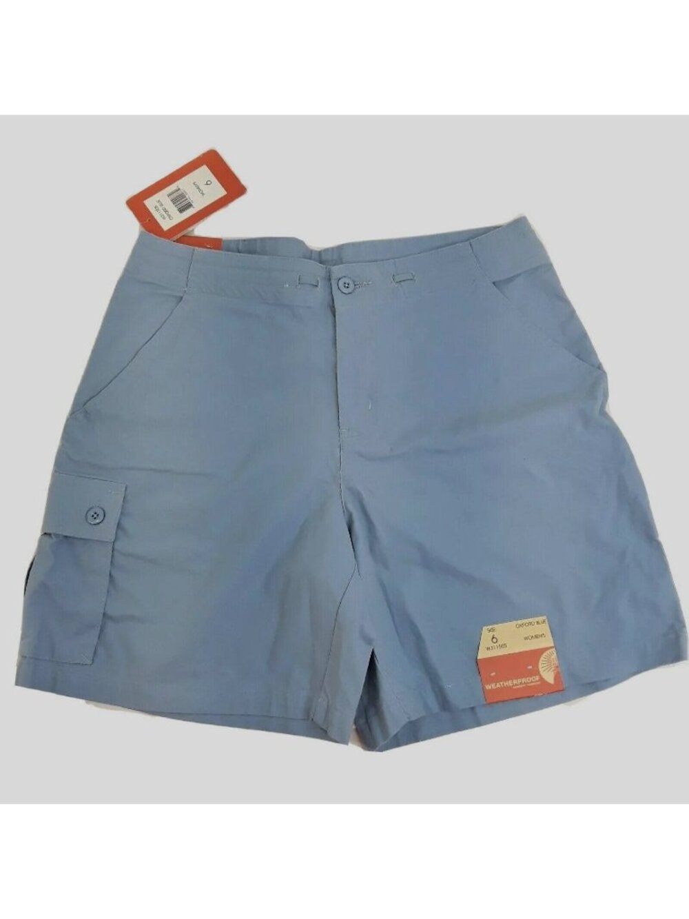NWT Weatherproof Oxford Blue Chino Cargo Shorts W31150S Womens Size 6 Cotton